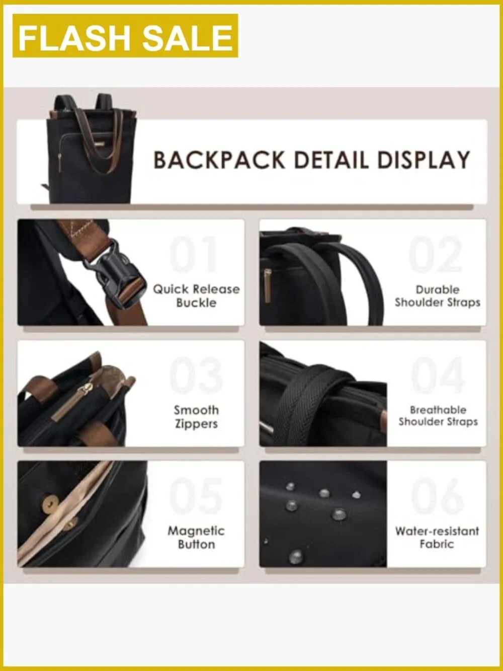 Convertible Laptop Backpack for Women Casual Daypack Tote Work College Travel